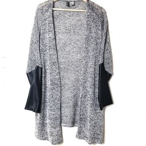 H&M DIVIDED Heathered grey faux leather cardigan L